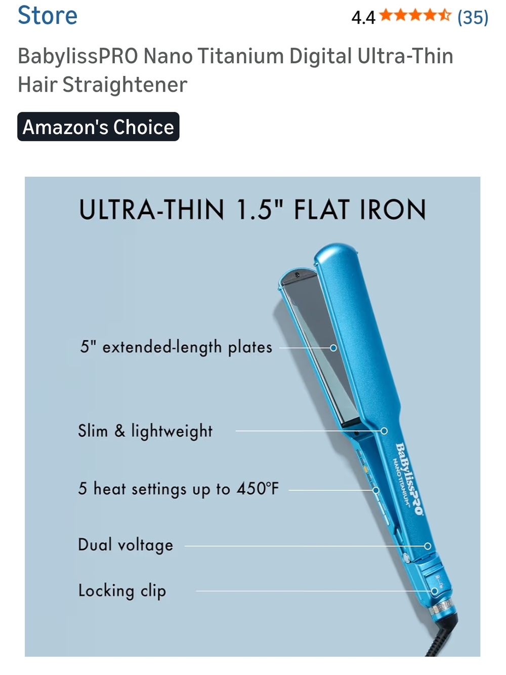 BaByliss Blue Nano Titanium Ultra-Thin Hair Straightener - Picture 3 of 3